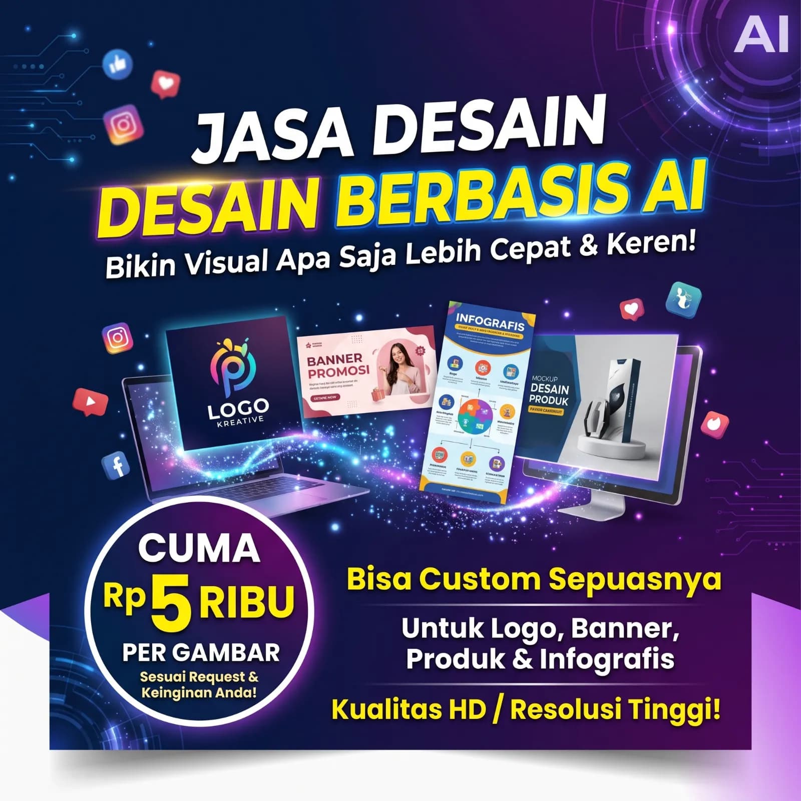 Jasa Pembuatan Desain Banner/Logo/Infografis Berbasis AI