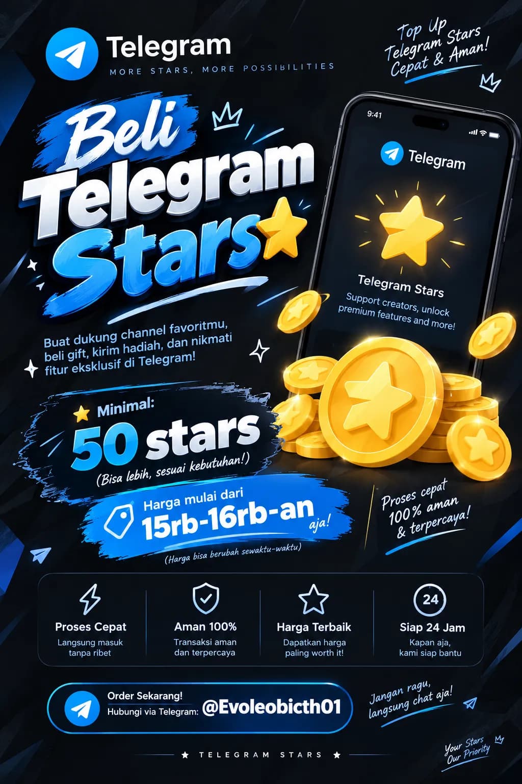 Telegram Stars ⭐ 50 Stars — Fast Top Up