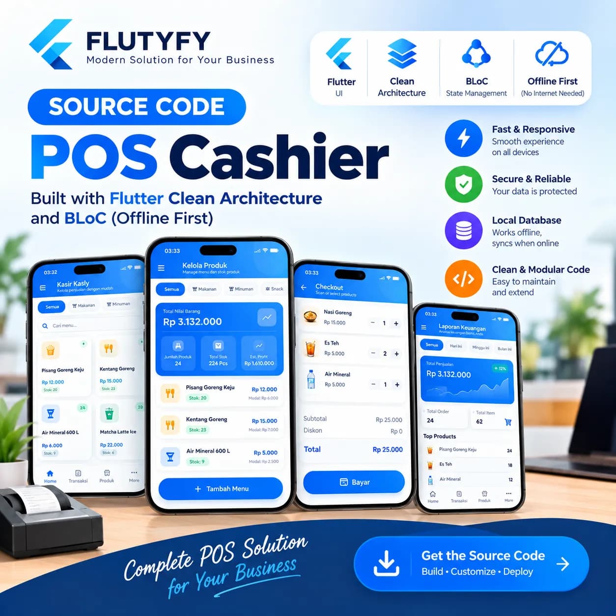 Source Code Flutter POS Kasir - Clean Architecture & BLoC (Offline)