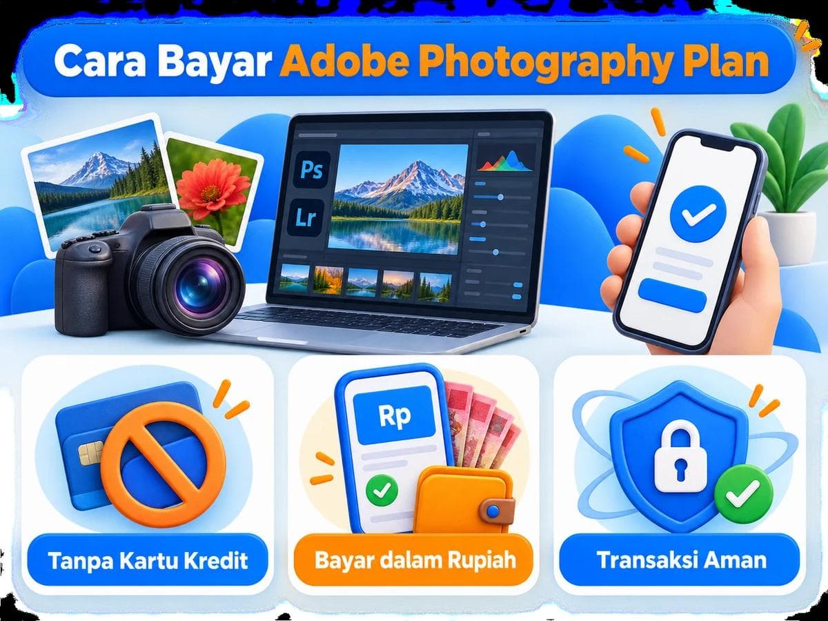 Cara Bayar Adobe Photography Plan dari Indonesia Tanpa Kartu Kredit