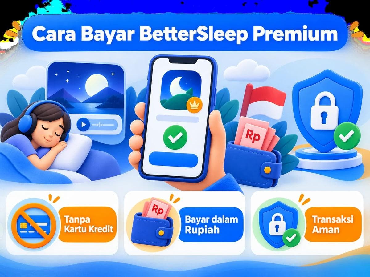 Cara Bayar BetterSleep Premium dari Indonesia Tanpa Kartu Kredit