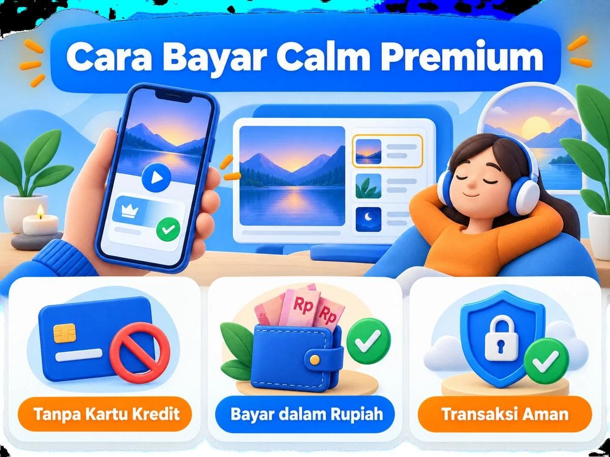 Cara Bayar Calm Premium dari Indonesia Tanpa Kartu Kredit