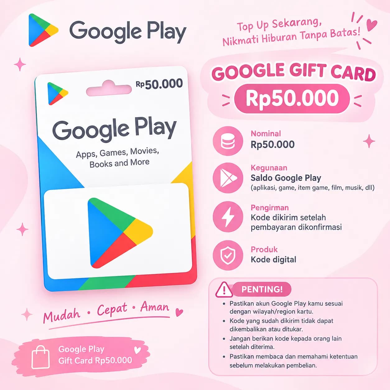 GOOGLE PLAY GIFT CARD 50.000