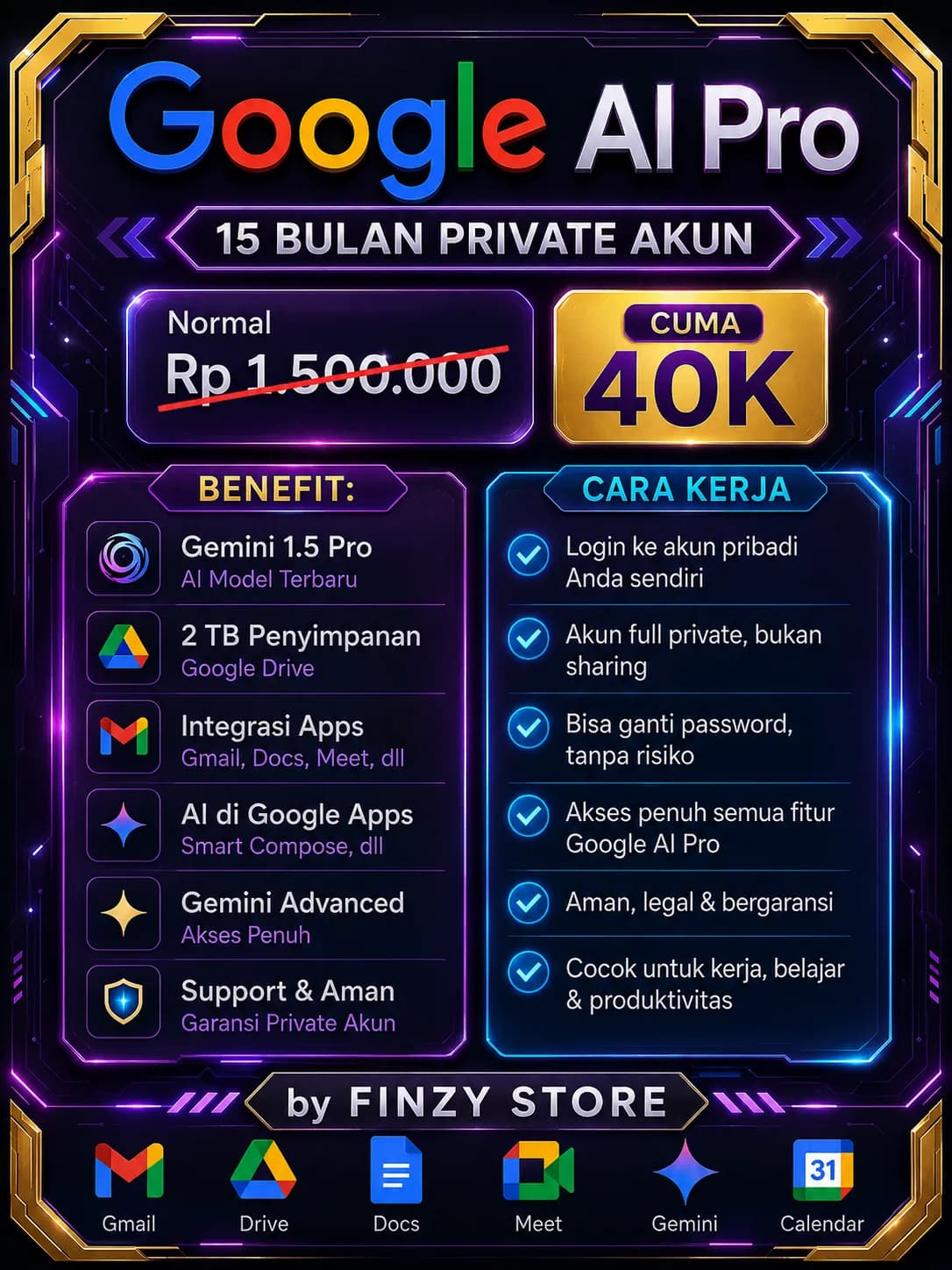 GOOGLE AI PRO PRIVATE ACCOUNT 15 BULAN